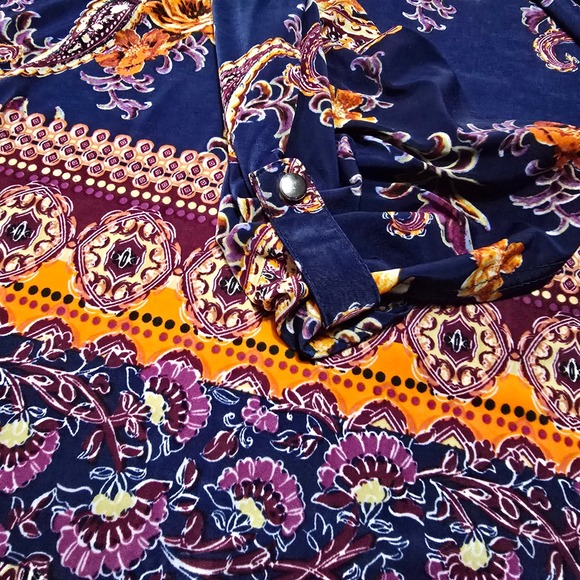 Mlle Gabrielle 2X Paisley Floral Print Long Sleeve Midi Dress Casual‎ Boho - Picture 4 of 8